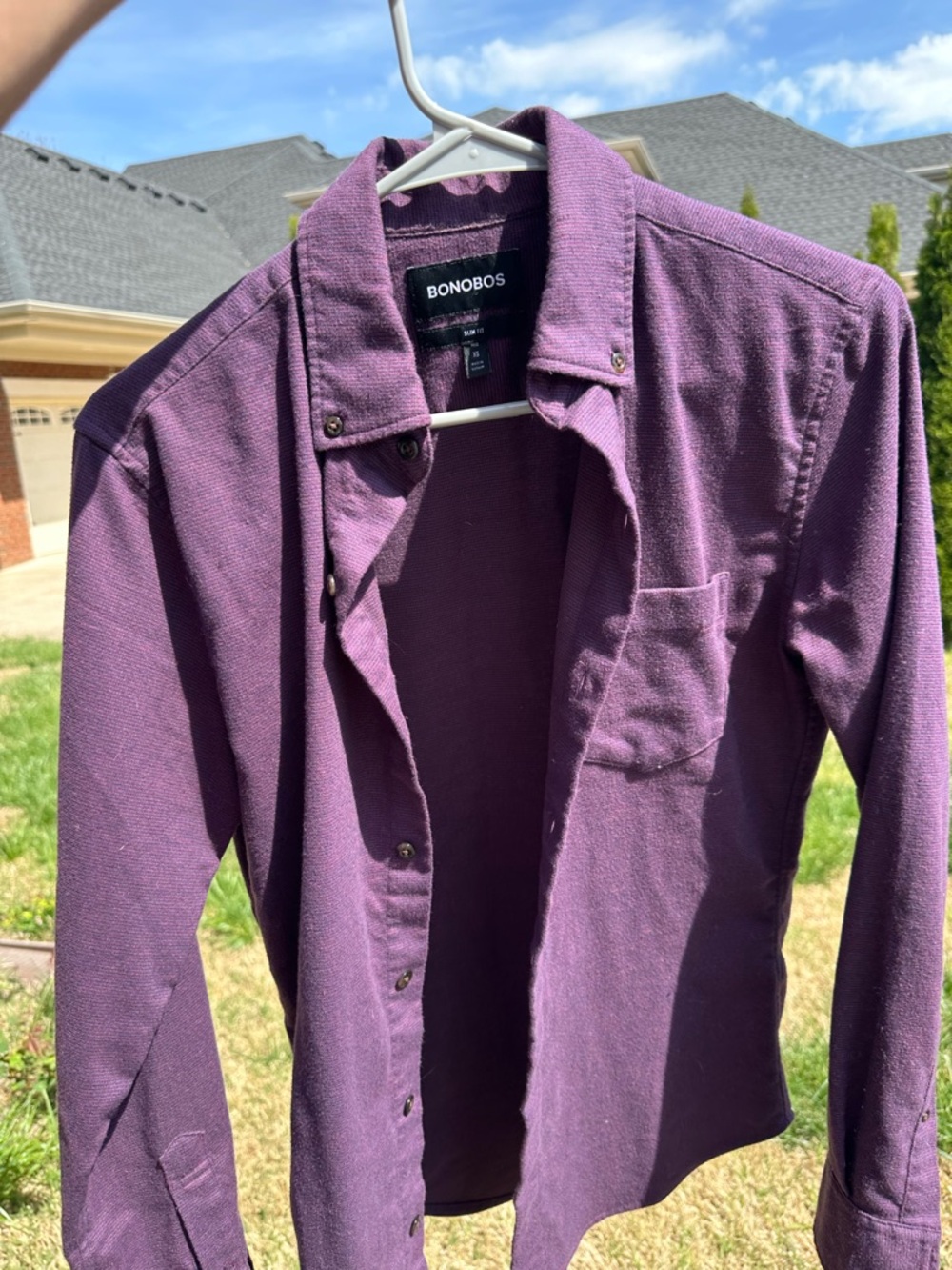 Bonobos Deep Plum Flannel Long-Sleeve Button-Down Shirt